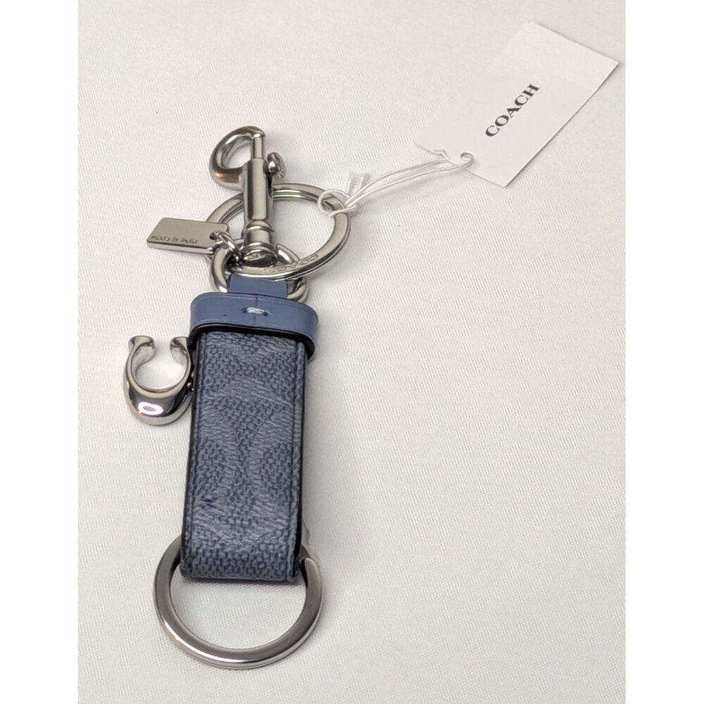 Coach Trigger Snap Bag Charm - Silver/Chambray, NWT - Picture 4 of 5